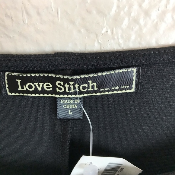 Love Stitch Black Stretch Knit Shift Dress W/Rhinestones Size L - Picture 4 of 10